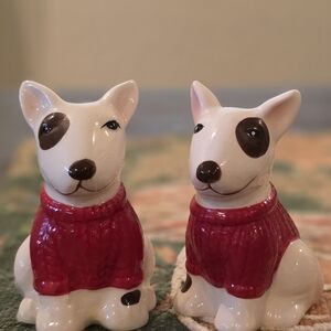 Adorable Dog Figurines with Red Sweaters
